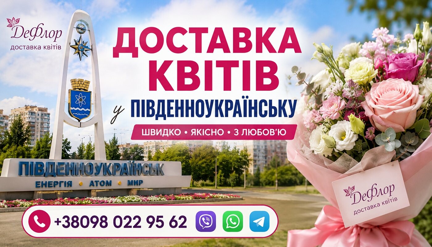 Доставка букетів по Південноукраїнську та району Доставка квітів у Південноукраїнську від ДеФлор - телефон +380980229562